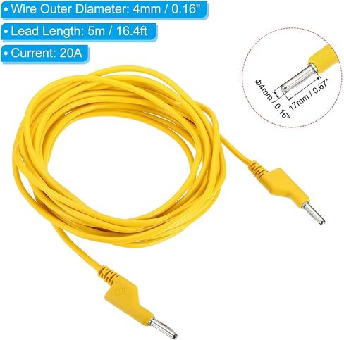 PATIKIL 4mm Banana Plug to Banana Plug Test Leads, 4mm OD 1000V/20A 13AWG Copper Flexible Stackable Cable Line Wire for Multi-Meter, Electrical Test Jumper 5m / 16.4ft, Blue in Saudi Arabia