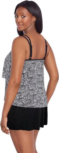 Longitude Women's Swimwear Double Ruffle Faux Skirtini One Piece Swimdress in Saudi Arabia
