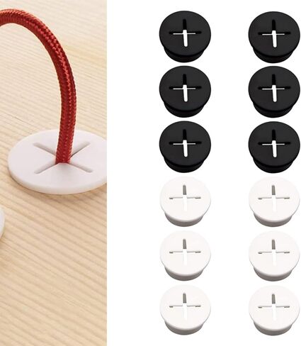 MOROBOR Flexible Silicone Cable Cord Grommet, 10pcs 25mm Black Rubber Grommets for Desk, Table, Wire Hole Cover Cable Management Wire Organizer in Saudi Arabia