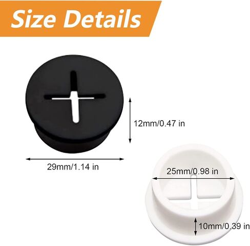 MOROBOR Flexible Silicone Cable Cord Grommet, 10pcs 25mm Black Rubber Grommets for Desk, Table, Wire Hole Cover Cable Management Wire Organizer in Saudi Arabia