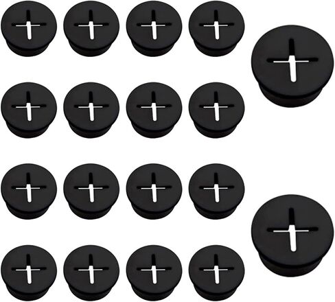 MOROBOR Flexible Silicone Cable Cord Grommet, 10pcs 25mm Black Rubber Grommets for Desk, Table, Wire Hole Cover Cable Management Wire Organizer in Saudi Arabia