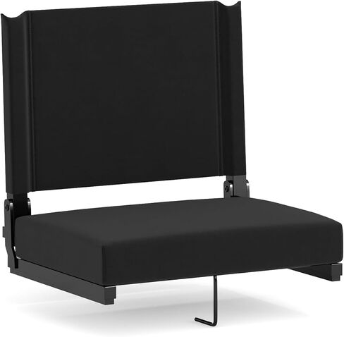 Flash Furniture Grandstand Portable Stadium Seats for Bleachers or Benches, Folding Padded Stadium Chairs with Handle, Pack of 2, 500 lb. Weight Capacity, Black in Kuwait