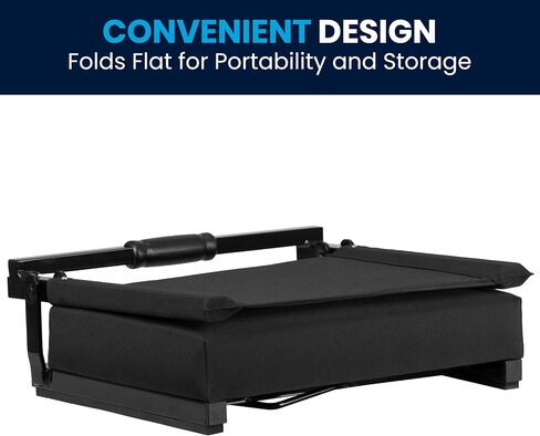 Flash Furniture Grandstand Portable Stadium Seats for Bleachers or Benches, Folding Padded Stadium Chairs with Handle, Pack of 2, 500 lb. Weight Capacity, Black in Kuwait