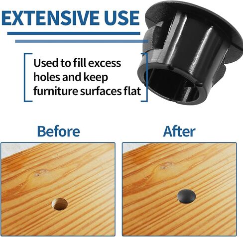50 قطعة من سدادات الفتحات البلاستيكية 6 مم / 1/4 بوصة، غطاء فتحة من النوع الأسود المتدفق في المقابس البلاستيكية، أنبوب فتحة غطاء الأنبوب، قابس غطاء نهاية مستدير، قابس لوحة غطاء لأثاث طاولة الكرسي in Kuwait