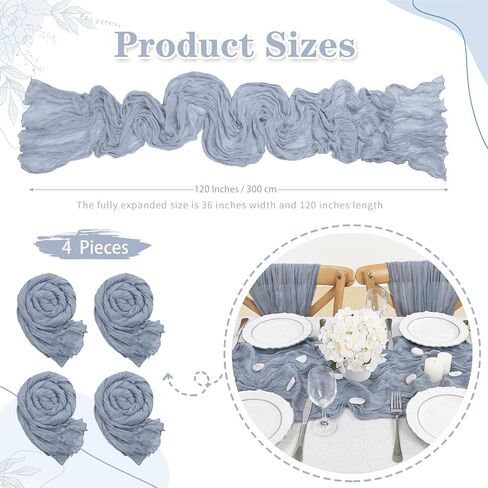Sage Green Cheesecloth Table Runner 4 Packs 10ft long Gauze Table Runner Rustic Sheer Runner for Baby Shower Cake Table Decorations in Saudi Arabia