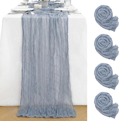 SoarDream Cheesecloth Table Runner 4 Packs Purple Table Runners 10FT x 35" Wide Boho Cheese Cloth Runner for Rustic Vintage Party Chair Sashes Decorations in Saudi Arabia