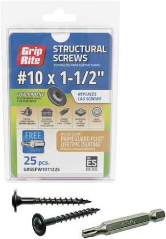 GRSSFW1011225-GRIP-RITE #10 X 1-1/2" PRIMEGUARD Plus Coated Star Drive Washer Head COARSE Thread Type 17 Point Structural Screw 25 Count in Saudi Arabia