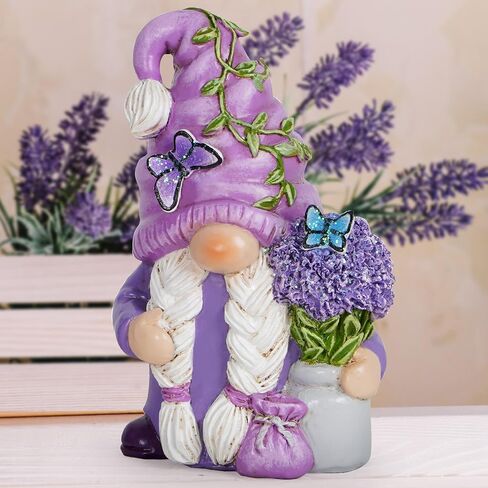Hodao Lavender Gnomes Decorations - Spring Garden Decorations - Indoor/Outdoor Ornament - Perfect Home Decor Gift Choice (Purple) in Saudi Arabia
