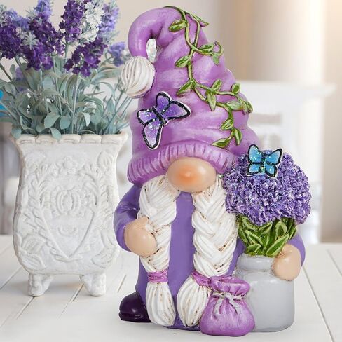 Hodao Lavender Gnomes Decorations - Spring Garden Decorations - Indoor/Outdoor Ornament - Perfect Home Decor Gift Choice (Purple) in Saudi Arabia