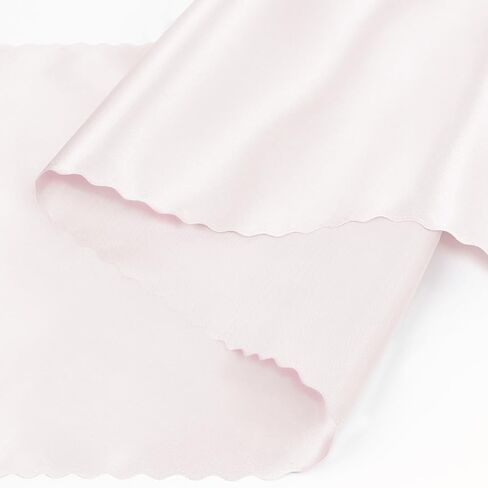 Set of 5 White Satin Table Runners, 12" x 108" Long Bright & Smooth Table Runner with Scalloped Edges, Satin Table Cloth Table Runner Decor for Wedding, Party, Banquet in Saudi Arabia
