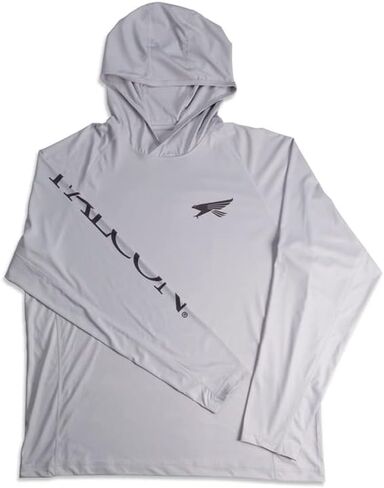 تيشيرت بغطاء للرأس بأكمام طويلة للرجال من Falcon Rods، رمادي، 3XL in Kuwait