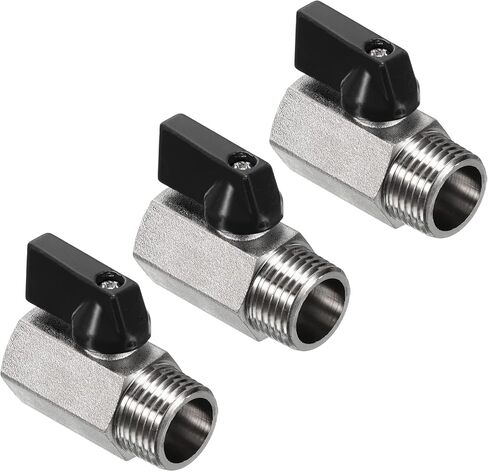 PATIKIL 3/8 NPT Brass Mini Ball Valve, 3 Pack NPT Female to Male Shut-Off Valve for Pipe Coupler Connector, Black in Saudi Arabia