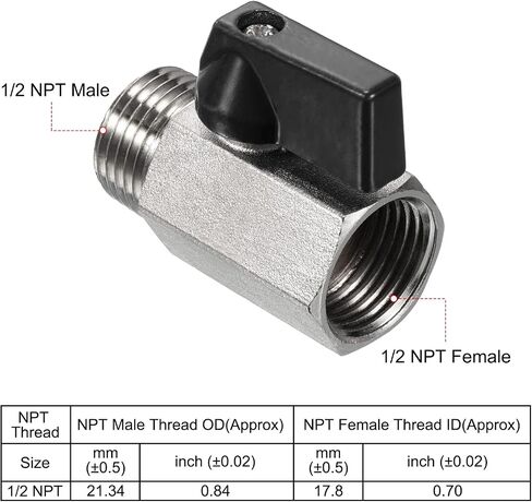 PATIKIL 3/8 NPT Brass Mini Ball Valve, 3 Pack NPT Female to Male Shut-Off Valve for Pipe Coupler Connector, Black in Saudi Arabia
