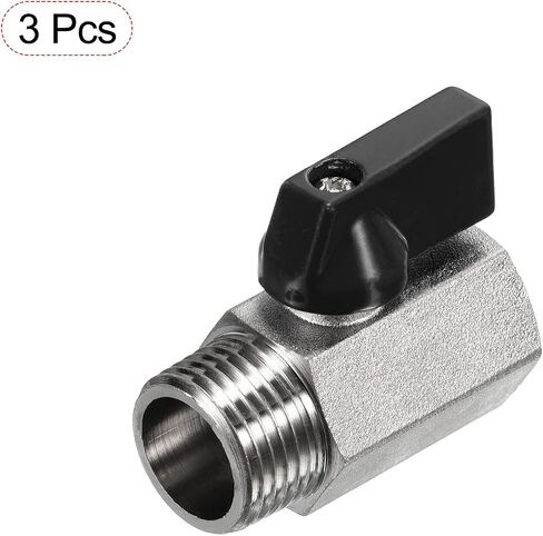 PATIKIL 3/8 NPT Brass Mini Ball Valve, 3 Pack NPT Female to Male Shut-Off Valve for Pipe Coupler Connector, Black in Saudi Arabia