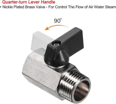 PATIKIL 3/8 NPT Brass Mini Ball Valve, 3 Pack NPT Female to Male Shut-Off Valve for Pipe Coupler Connector, Black in Saudi Arabia