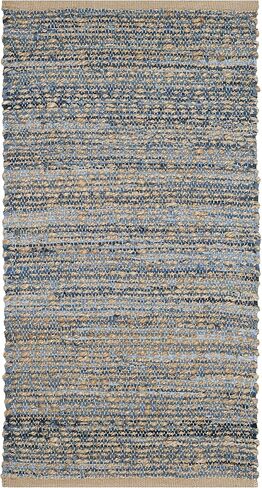 سجادة SAFAVIEH Cape Cod Collection - 2'3" x 4'، طبيعية وزرقاء، نسيج مسطح مصنوع يدويًا من الجوت الساحلي المضفر، مثالية للمناطق ذات حركة المرور العالية في المدخل، وغرفة المعيشة، وغرفة النوم (CAP351A) in Saudi Arabia