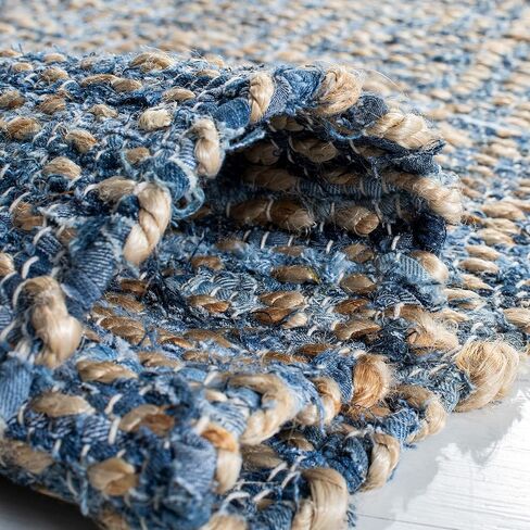 سجادة SAFAVIEH Cape Cod Collection - 2'3" x 4'، طبيعية وزرقاء، نسيج مسطح مصنوع يدويًا من الجوت الساحلي المضفر، مثالية للمناطق ذات حركة المرور العالية في المدخل، وغرفة المعيشة، وغرفة النوم (CAP351A) in Saudi Arabia