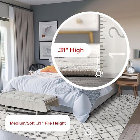 سجادة nuLOOM 2x6 Zola هندسية مغربية، رمادي، تصميم بوهيمي باهت، مقاومة للبقع، لغرفة النوم، غرفة الطعام، غرفة المعيشة، المدخل، المكتب، المطبخ، المدخل in Saudi Arabia