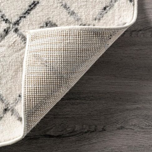 سجادة nuLOOM 2x6 Zola هندسية مغربية، رمادي، تصميم بوهيمي باهت، مقاومة للبقع، لغرفة النوم، غرفة الطعام، غرفة المعيشة، المدخل، المكتب، المطبخ، المدخل in Saudi Arabia