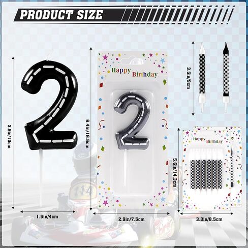 Racing Cars 2nd Birthday Candle, Racing Number 2 Cake Candle Birthday Cake Topper for Racing 2nd Birthday Party Decorations in Saudi Arabia