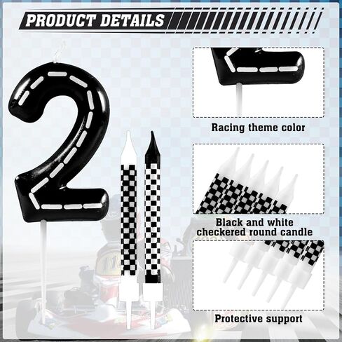 Racing Cars 2nd Birthday Candle, Racing Number 2 Cake Candle Birthday Cake Topper for Racing 2nd Birthday Party Decorations in Saudi Arabia