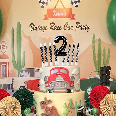 Racing Cars 2nd Birthday Candle, Racing Number 2 Cake Candle Birthday Cake Topper for Racing 2nd Birthday Party Decorations in Saudi Arabia