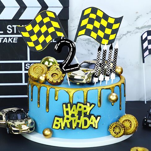 Racing Cars 2nd Birthday Candle, Racing Number 2 Cake Candle Birthday Cake Topper for Racing 2nd Birthday Party Decorations in Saudi Arabia