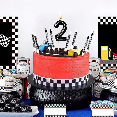 Racing Cars 2nd Birthday Candle, Racing Number 2 Cake Candle Birthday Cake Topper for Racing 2nd Birthday Party Decorations in Saudi Arabia