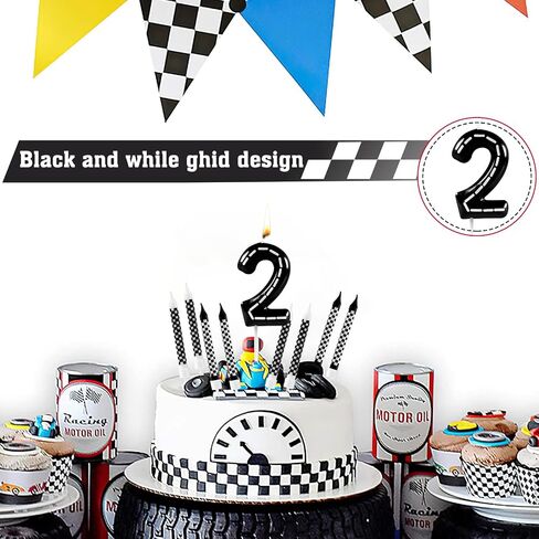 Racing Cars 2nd Birthday Candle, Racing Number 2 Cake Candle Birthday Cake Topper for Racing 2nd Birthday Party Decorations in Saudi Arabia