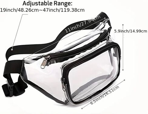 حقيبة خصر لطيفة من Clear Fanny Pack معتمدة من الكرنفال الكاريبي، حقيبة شفافة بحزام قابل للتعديل للنساء والرجال والشاطئ والحركة وحقيبة الحفلات (أسود) in Saudi Arabia