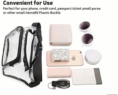 حقيبة خصر لطيفة من Clear Fanny Pack معتمدة من الكرنفال الكاريبي، حقيبة شفافة بحزام قابل للتعديل للنساء والرجال والشاطئ والحركة وحقيبة الحفلات (أسود) in Saudi Arabia