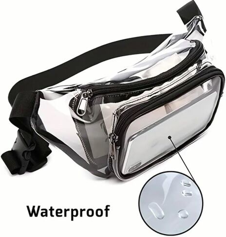 حقيبة خصر لطيفة من Clear Fanny Pack معتمدة من الكرنفال الكاريبي، حقيبة شفافة بحزام قابل للتعديل للنساء والرجال والشاطئ والحركة وحقيبة الحفلات (أسود) in Saudi Arabia
