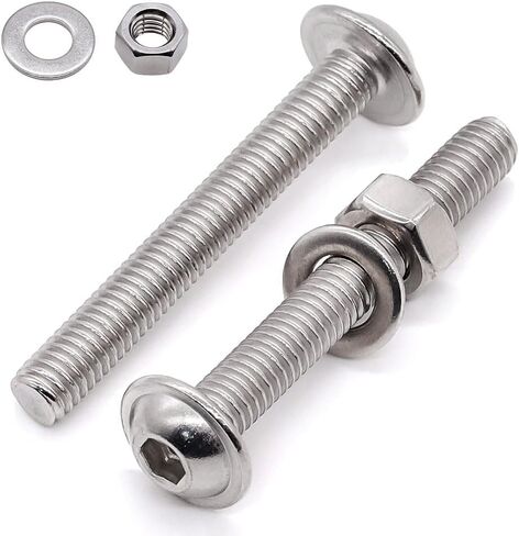 Glvaner (10 Sets) M8-1.25 x 30mm Flanged Washer Button Head Socket Cap Screws & Hex Nuts & Flat Washers, 18/8 Stainless Steel 304, Fully Threaded, Machine Coarse Thread, No Coating, Plain Finish in Saudi Arabia