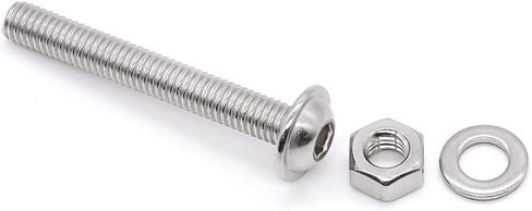 Glvaner (10 Sets) M8-1.25 x 30mm Flanged Washer Button Head Socket Cap Screws & Hex Nuts & Flat Washers, 18/8 Stainless Steel 304, Fully Threaded, Machine Coarse Thread, No Coating, Plain Finish in Saudi Arabia