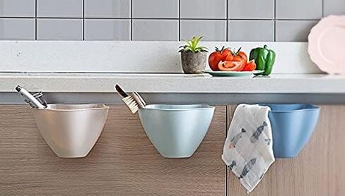 سلة مهملات المطبخ المعلقة من Muellery، وعاء قمامة فوق الخزانة، سلة المهملات، جمع بقايا الطعام، وردي TPKS79788Pink in Kuwait