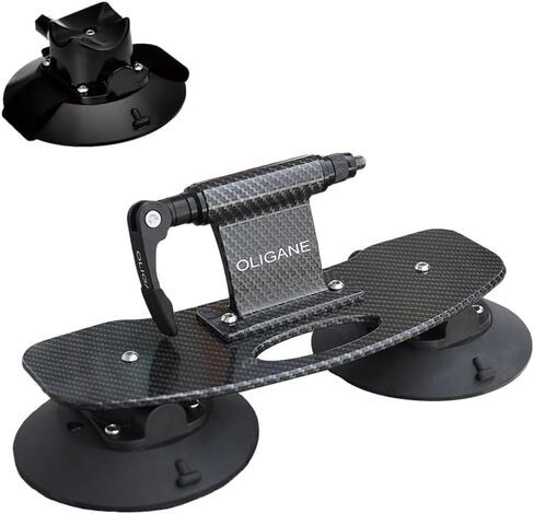 Suction Cup Bike Rack with 3 Vacuum Cups, Fork Mount Style Rack, Sucker Aluminium Alloy Bike Rack for Car Roof with Carbon Fiber Grain for 9x100mm 12x100mm(Black) in Saudi Arabia