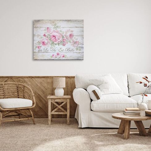 Stupell Industries Life Is Beautiful French Expression Rustic Rose, Design by Debi Coules in Saudi Arabia