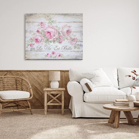 Stupell Industries Life Is Beautiful French Expression Rustic Rose, Design by Debi Coules in Saudi Arabia