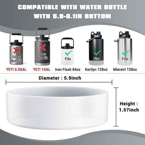 Extra Large Silicone Water Bottle Boot, Compatible with Gallon Water Jug and 84oz 128oz Water Bottle with 5.9-6.1in Bottom, Anti-Slip Reduces Noise Protective Sleeve Cover in Saudi Arabia