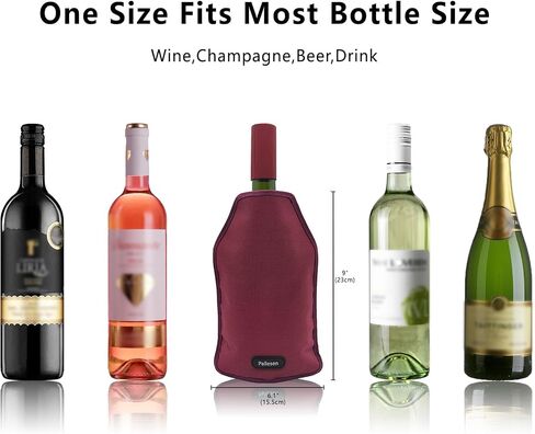 Portable Wine Cooler Sleeve Reusable Wine Bottle Chiller Flexible Wine Ice Bag Keep Wine Cool and Refreshing for 750ml Standard Size Bottles Red Wine, White Wine & Champagne (Black) in Kuwait