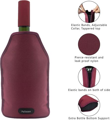 Portable Wine Cooler Sleeve Reusable Wine Bottle Chiller Flexible Wine Ice Bag Keep Wine Cool and Refreshing for 750ml Standard Size Bottles Red Wine, White Wine & Champagne (Black) in Kuwait