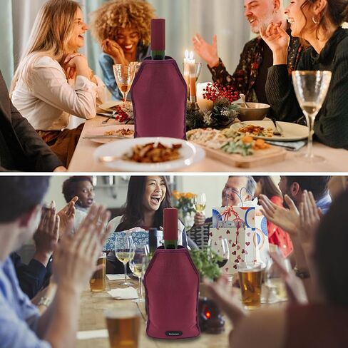 Portable Wine Cooler Sleeve Reusable Wine Bottle Chiller Flexible Wine Ice Bag Keep Wine Cool and Refreshing for 750ml Standard Size Bottles Red Wine, White Wine & Champagne (Black) in Kuwait
