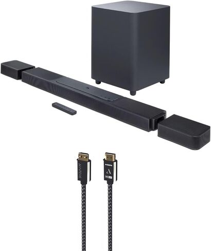 مكبر صوت JBL BAR-500 5.1 قناة ومضخم صوت مع MultiBeam وDolby Atmos مع كابل 3S-4KHD2-2.5M III Series 4K HDMI بطول 2.5 متر (2022) in Saudi Arabia