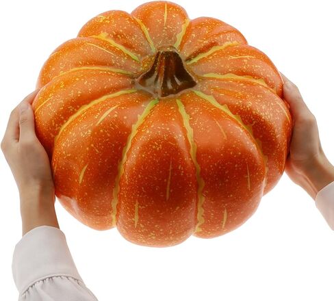 13 inch Super Large Artificial Pumpkin for Outdoor Porch Fake Big Cushaw Autumn Fall Harvest Home Garden Farmhouse Party Christmas Halloween Decoration in Saudi Arabia
