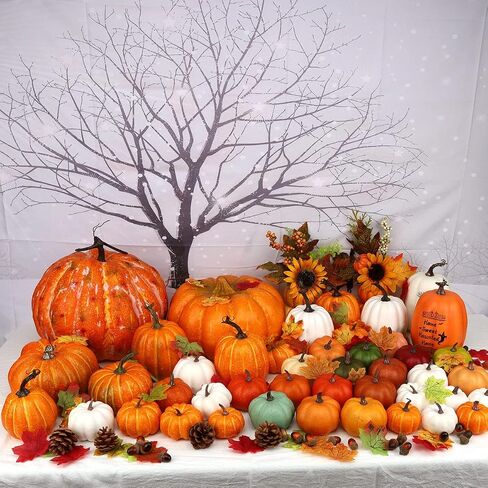 13 inch Super Large Artificial Pumpkin for Outdoor Porch Fake Big Cushaw Autumn Fall Harvest Home Garden Farmhouse Party Christmas Halloween Decoration in Saudi Arabia