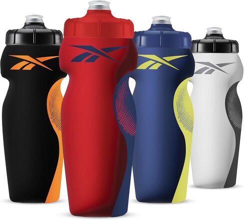 Reebok Squeeze Water Bottles With Athletic Design - Water Bottle 24 oz - Sports Water Bottle - Reusable Water Bottle For Gym, Running, Hiking etc, BPA Free (Black) in Saudi Arabia