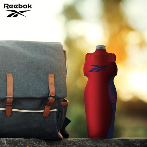 Reebok Squeeze Water Bottles With Athletic Design - Water Bottle 24 oz - Sports Water Bottle - Reusable Water Bottle For Gym, Running, Hiking etc, BPA Free (Black) in Saudi Arabia