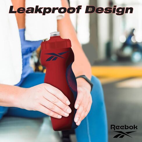 Reebok Squeeze Water Bottles With Athletic Design - Water Bottle 24 oz - Sports Water Bottle - Reusable Water Bottle For Gym, Running, Hiking etc, BPA Free (Black) in Saudi Arabia