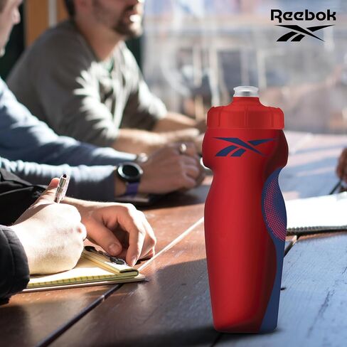 Reebok Squeeze Water Bottles With Athletic Design - Water Bottle 24 oz - Sports Water Bottle - Reusable Water Bottle For Gym, Running, Hiking etc, BPA Free (Black) in Saudi Arabia