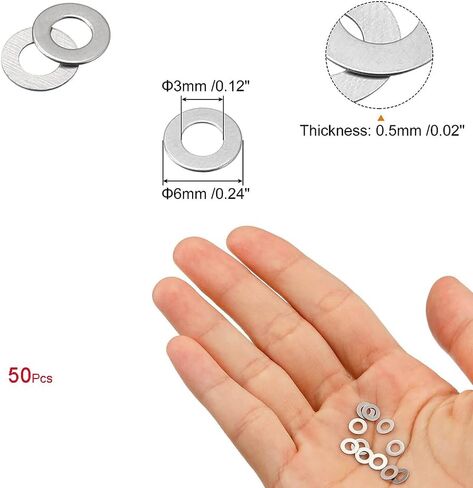 YXQ 3x6x0.5mm Ultra Thin Flat Spacers 304 StainlessSteel Flat Washers M3 (50Pcs) in Saudi Arabia